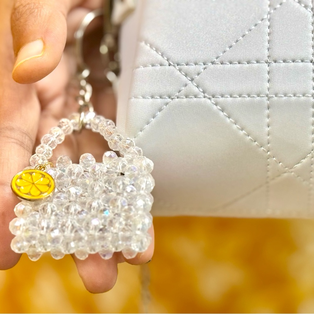 Original Dior Trousseau pouch  with Silver chain and beautiful white stone charm - Picture 13 of 16